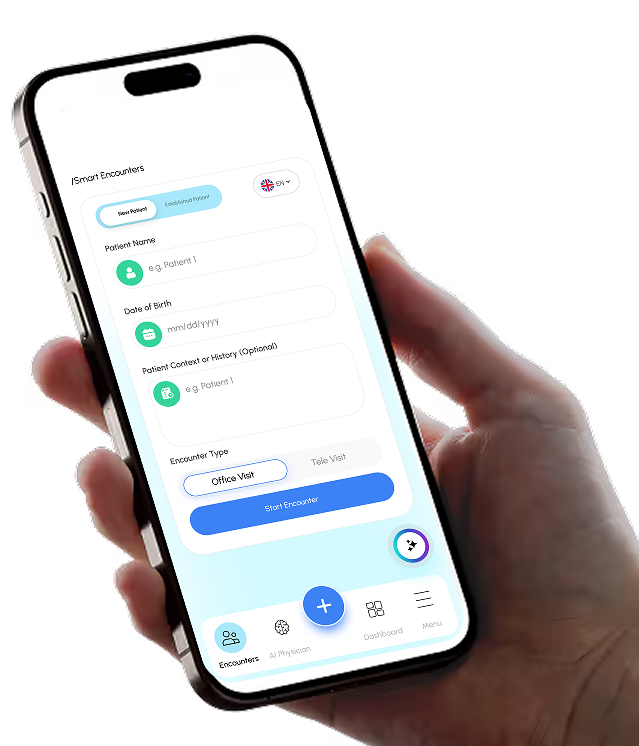 Hand holding smartphone
